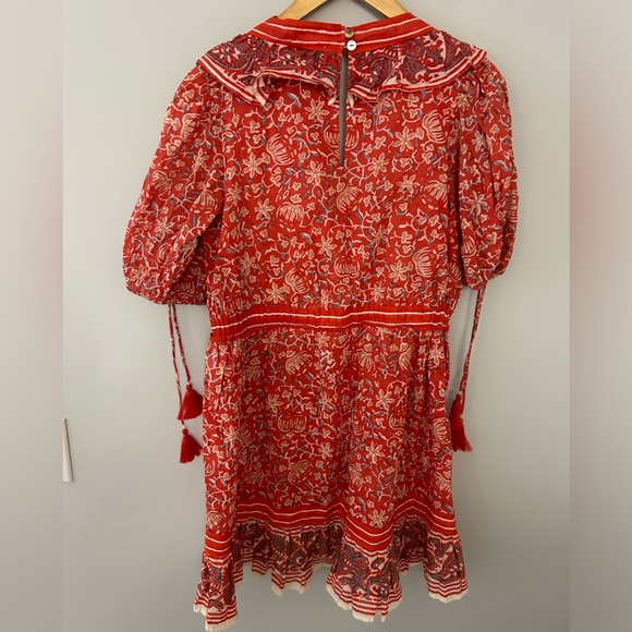 Cleobella Blair Red Printed Puff Sleeve Mini Dress - Picture 8 of 8